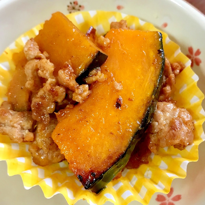 かぼちゃとひき肉のオイスターソース炒め